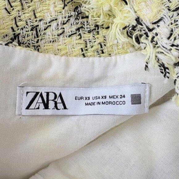 Zara SET Textured Tweed Plaid Crop Top + Skirt Yellow Black Size XS - Picture 14 of 15